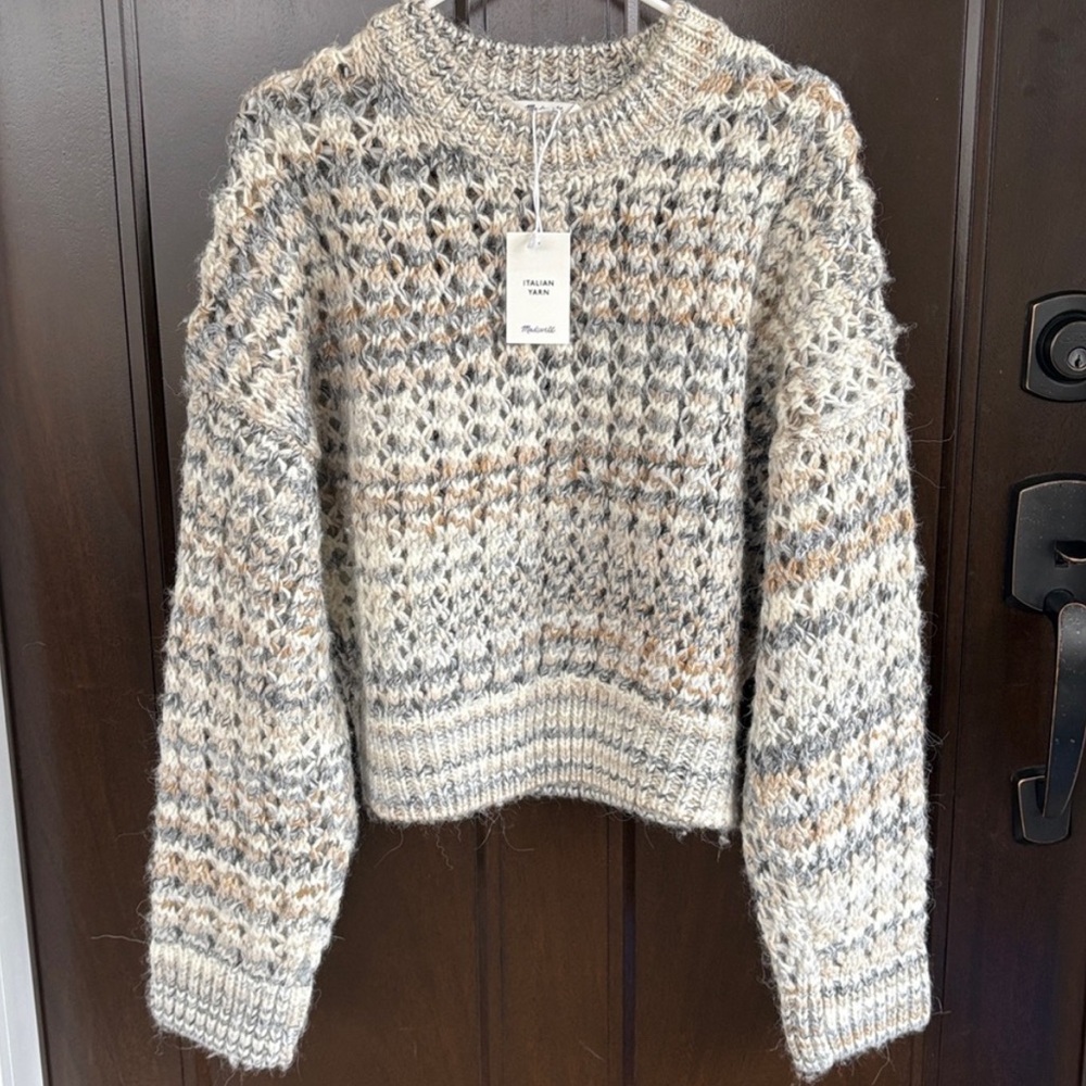 NWT Madewell Open Stitch Wool Alpaca Blend Sweater Size Large Retail $148.00
